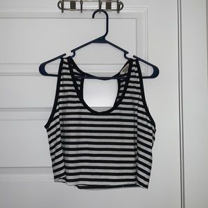 Black and white striped Crop Tank